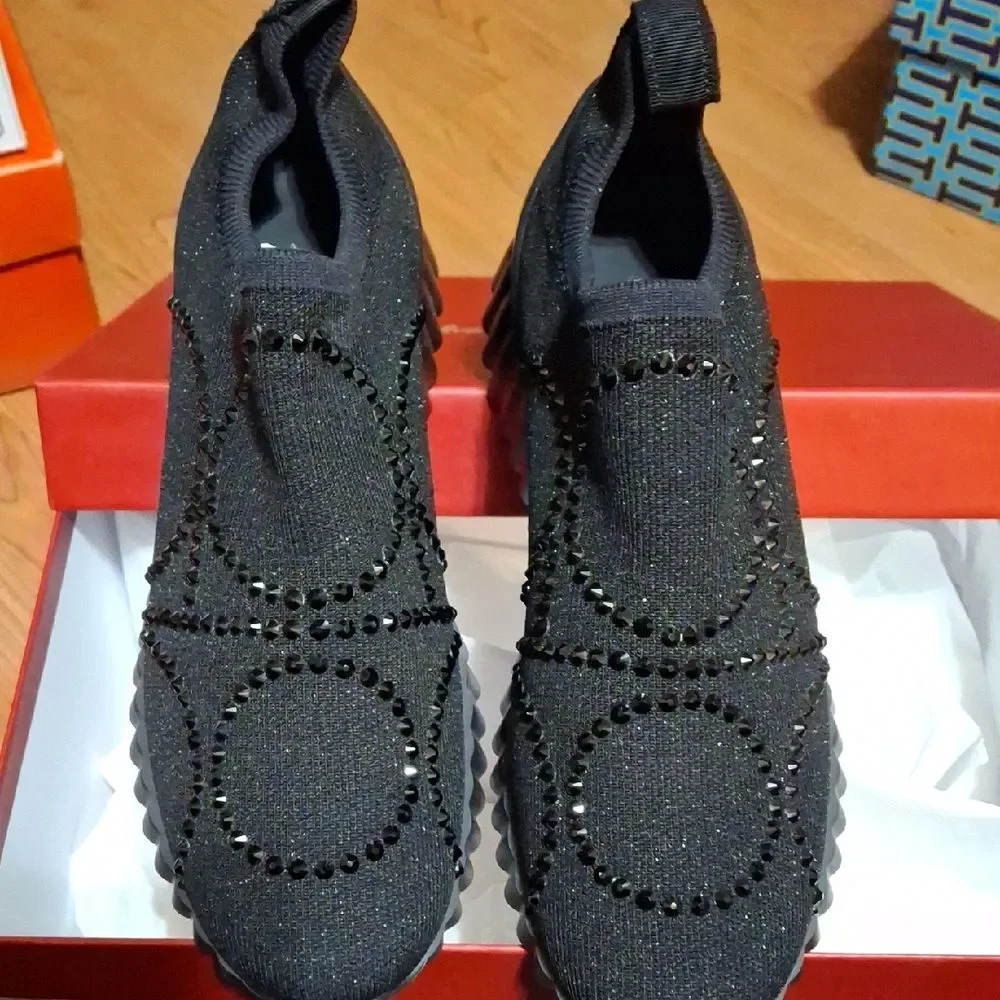 Salvatore Ferragamo Black Embellished Sneakers